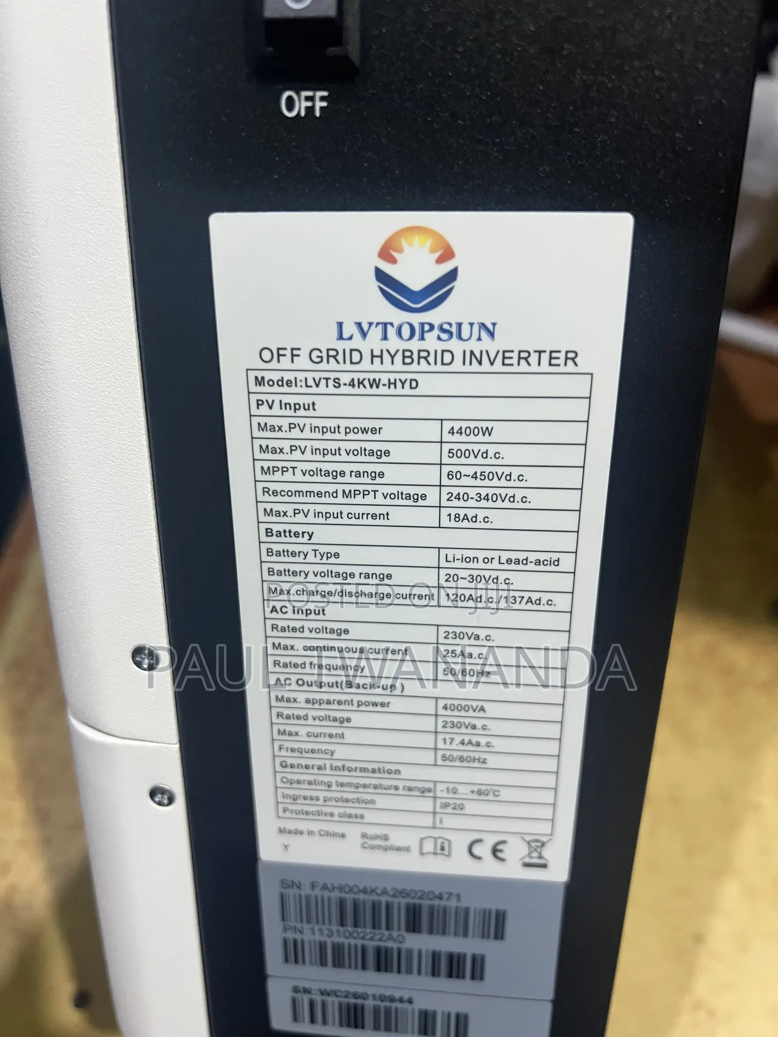 ; Lvtopsun 4kva 24v Hybrid