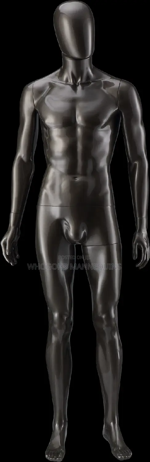 Full Matte Black Male Mannequin Chest 38"