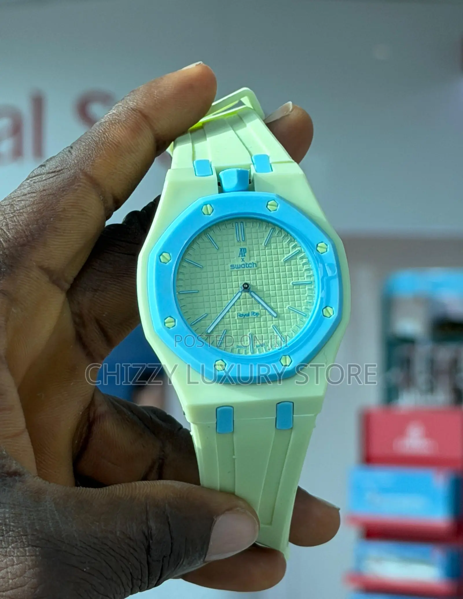 Swatch Quality Men Rubber Strap Wristwatch