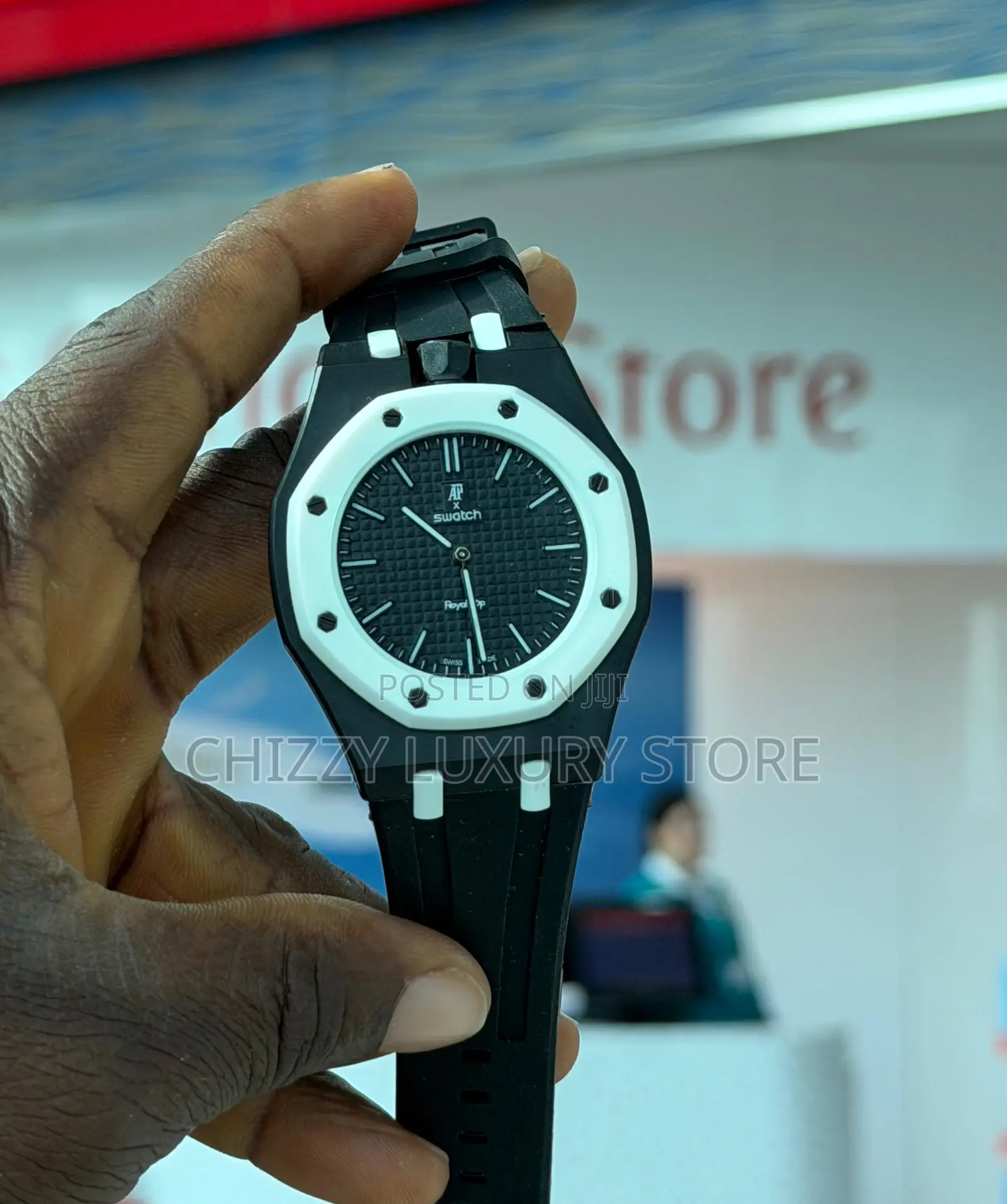 Swatch Quality Men Rubber Strap Wristwatch