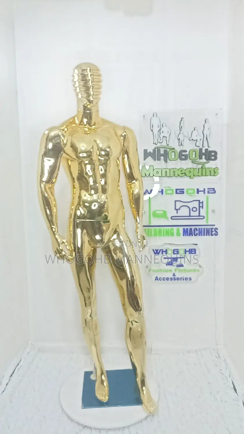 Razor Face Chrome Gold Male Mannequin Chest 40"
