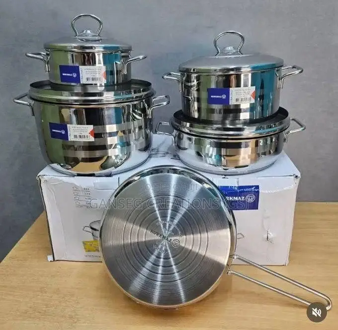 Original Korkmaz 9-Piece Stainless Steel Turkish Cookware Set