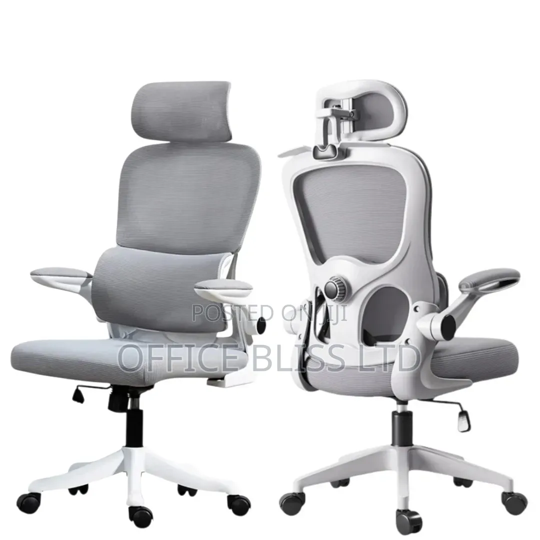 Trendy Egornomic Swivel Office Chair - Grey/White