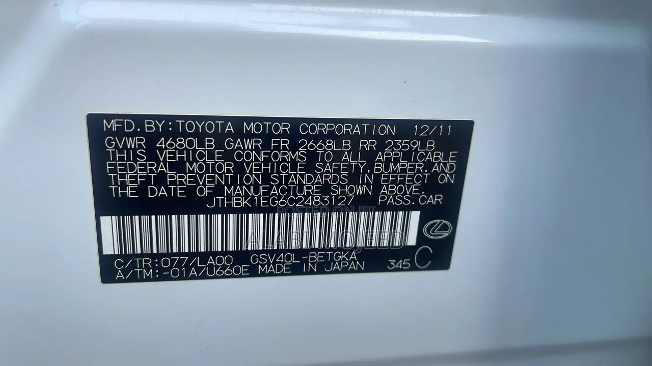 Lexus ES 350 2012 White