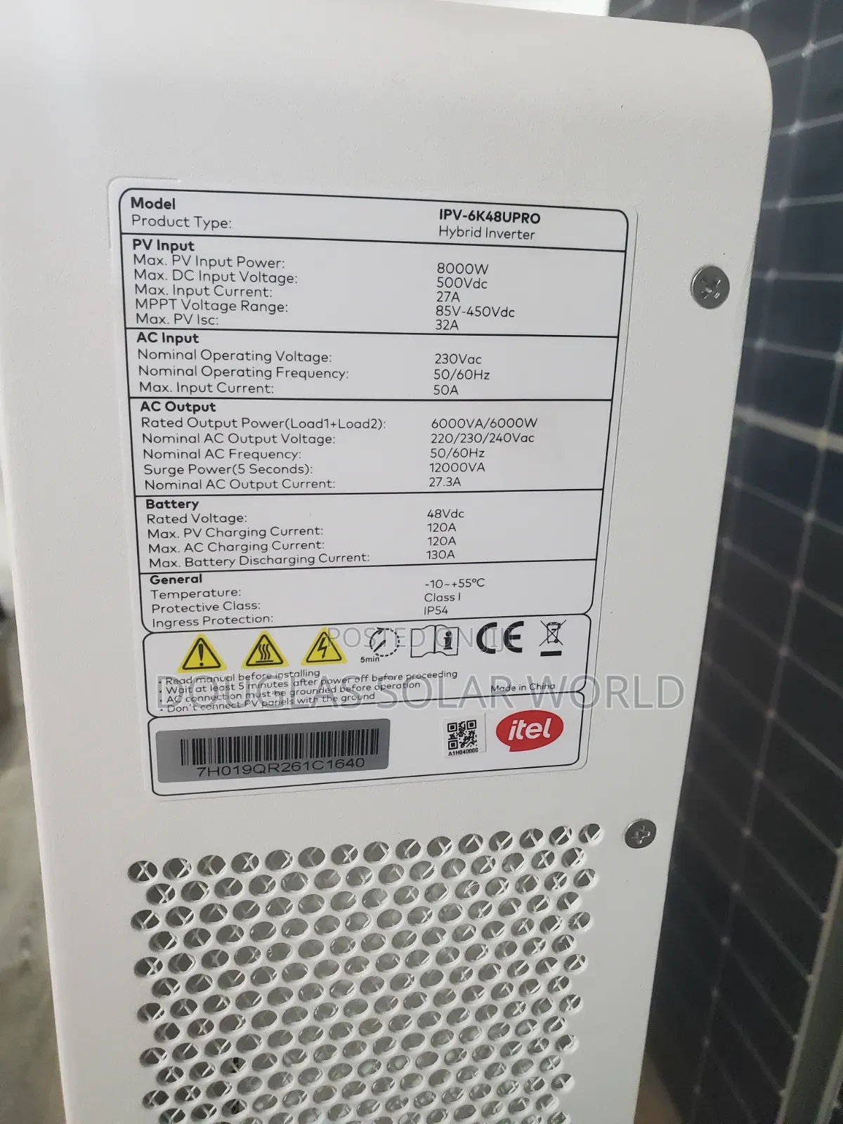Itel Energy 6kw Inverter, 16kwh Battery All-in-One Solar Power System