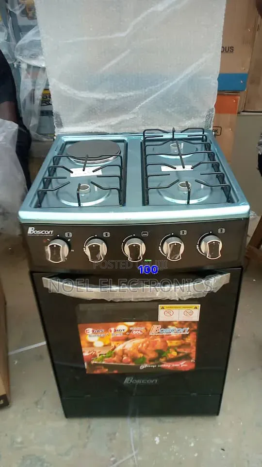 Boscon 3 Gas 1 Electric Hot Plate Free Standing Cooker With Oven