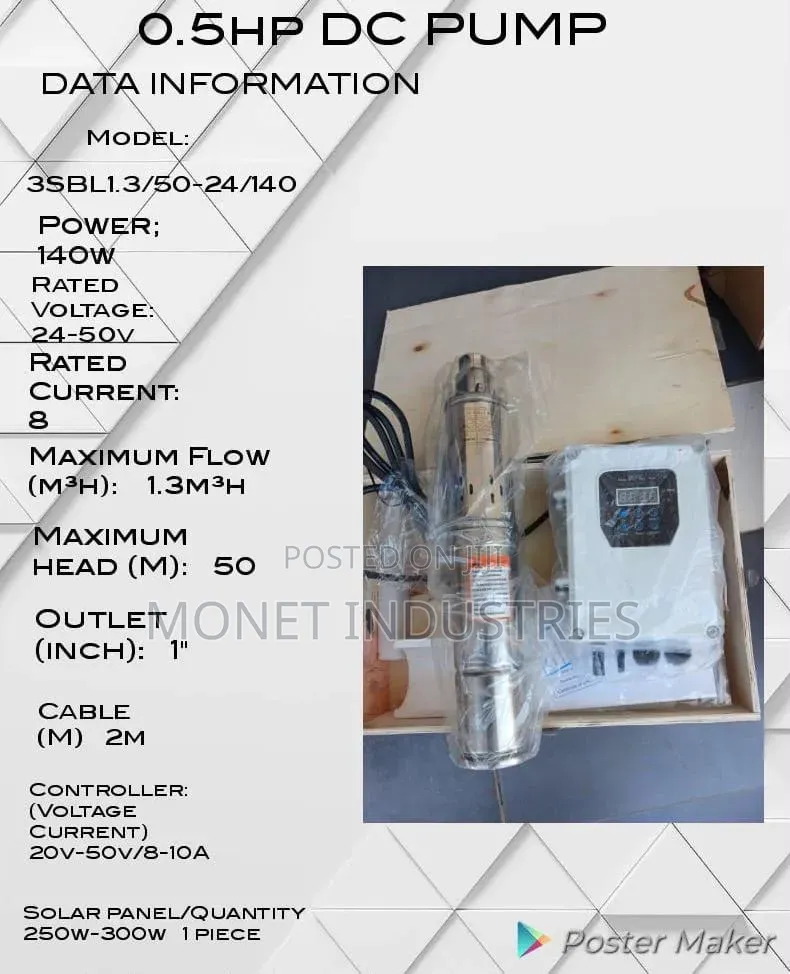 0.5hp Dc Solar Submersible Pump
