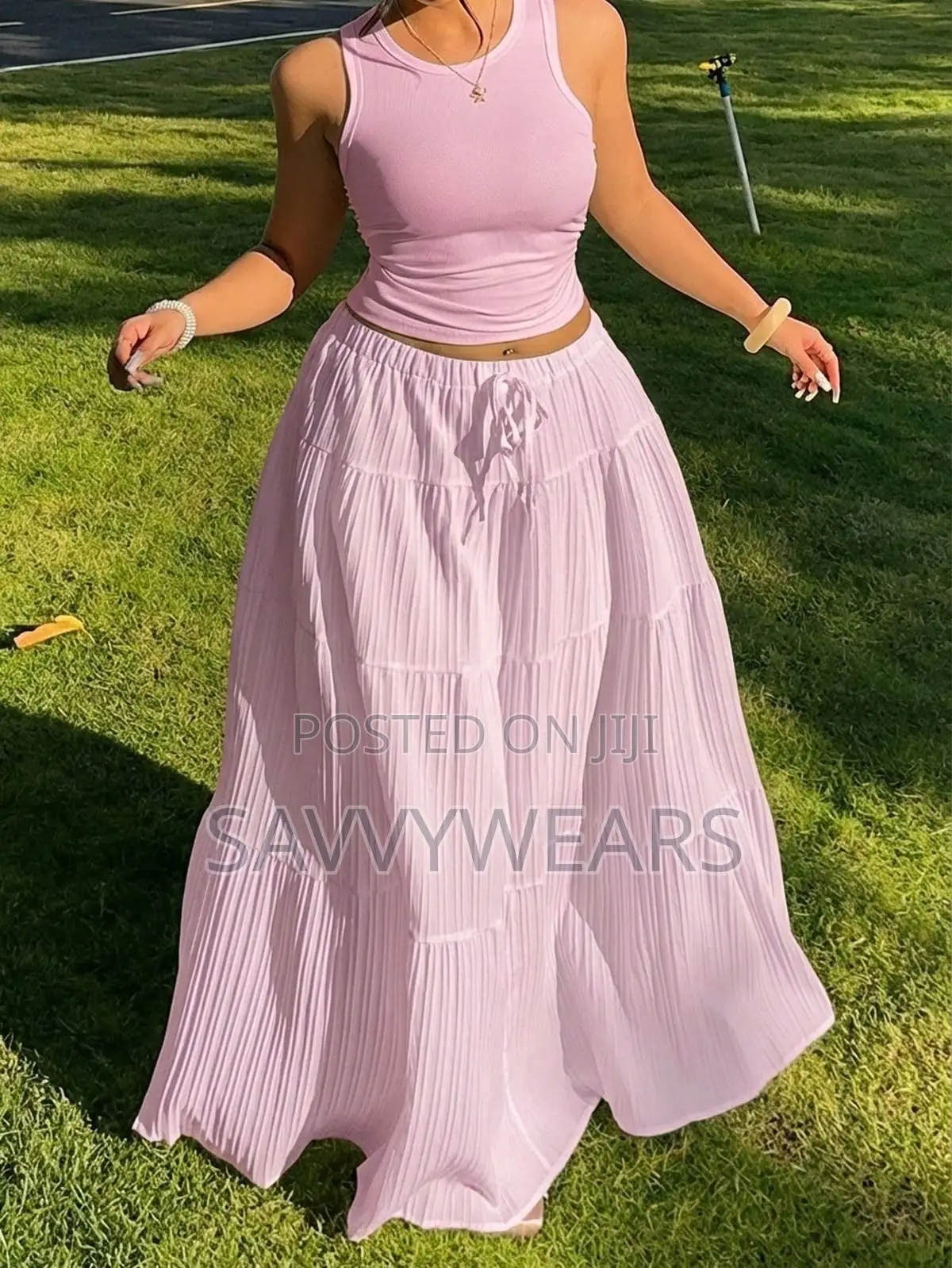 2pcs Set Flare Skirt and Top