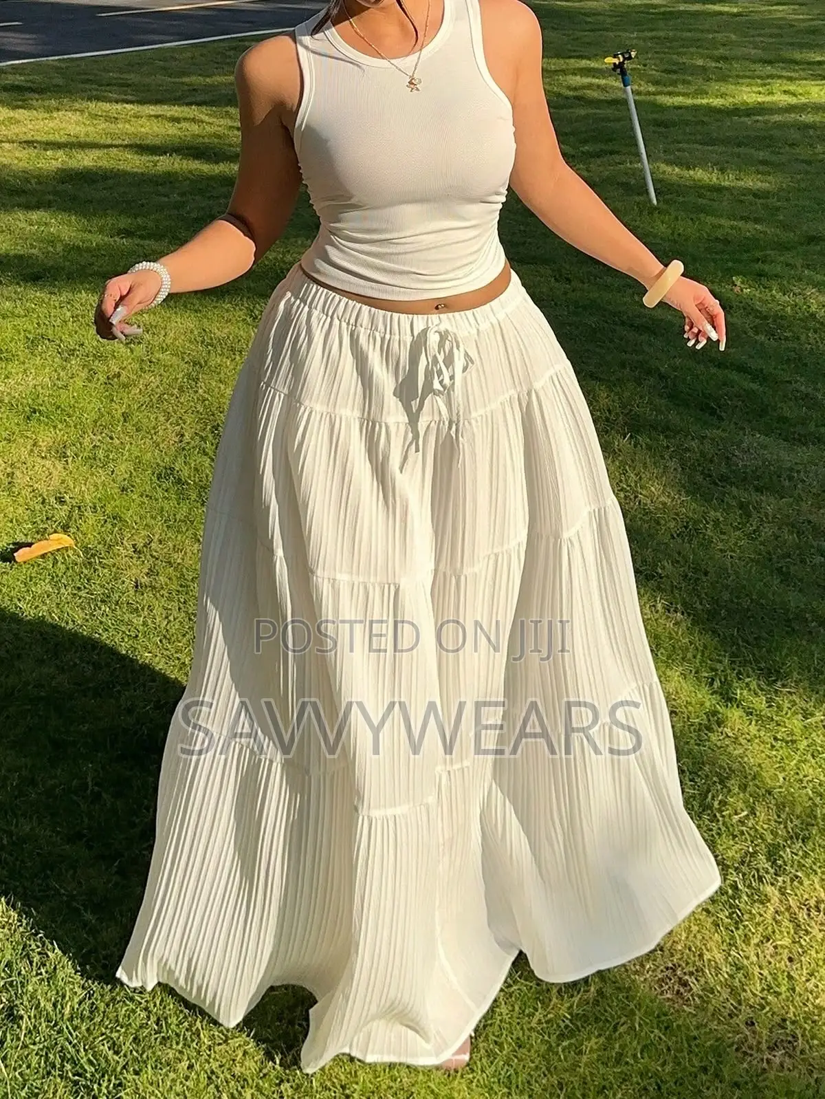 2pcs Set Flare Skirt and Top