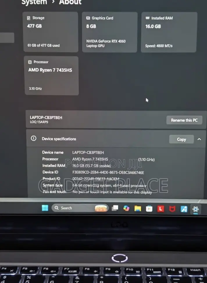 New Laptop Lenovo LOQ 15ARP9 16GB AMD Ryzen 7 SSD 512GB