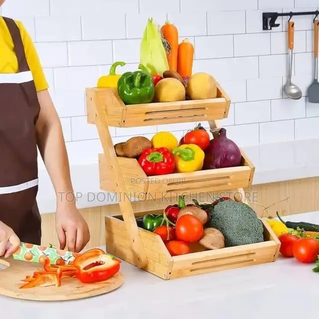 3tier Bamboo Fruit and Vegetables Storage Kitchen Rack