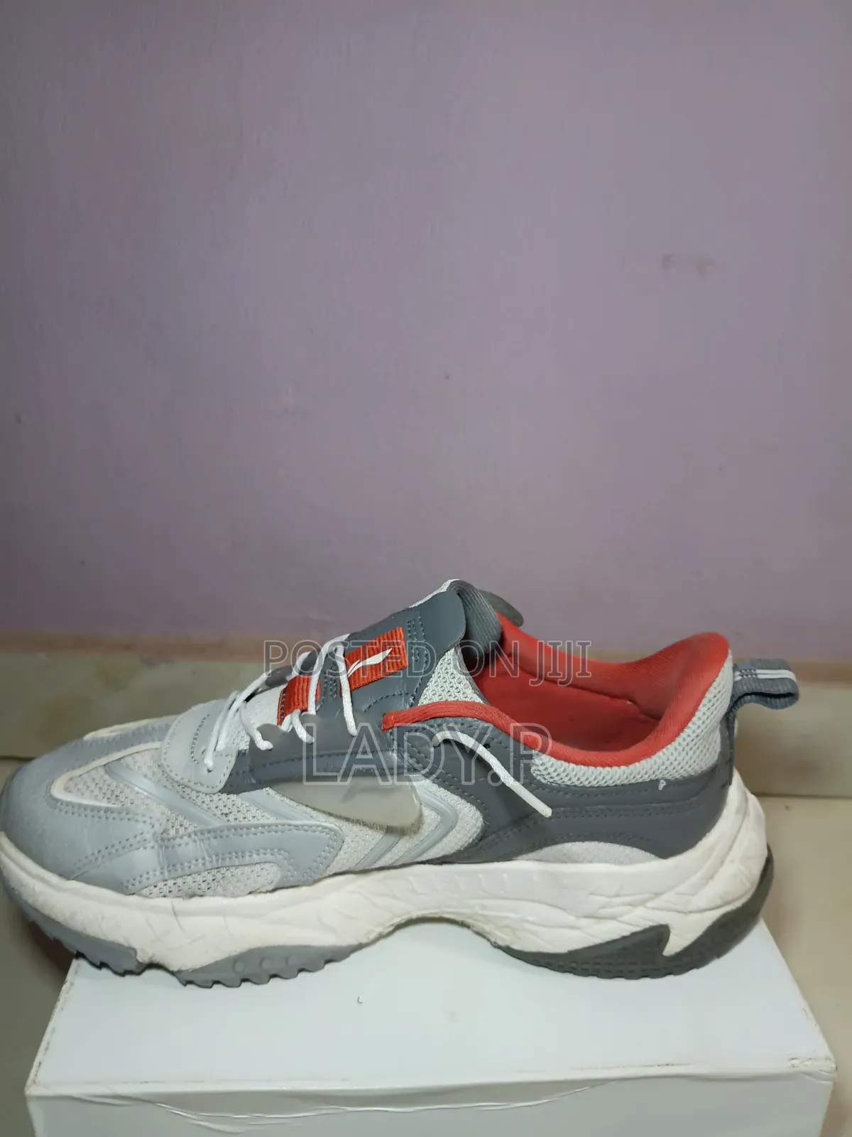 Fashionable Grey and Orange Li-Ning Sport Sneakers- Size 42