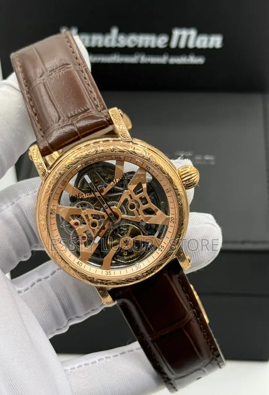 Handsome Man Quality Luxury Men Genuine Leather Wristwatch