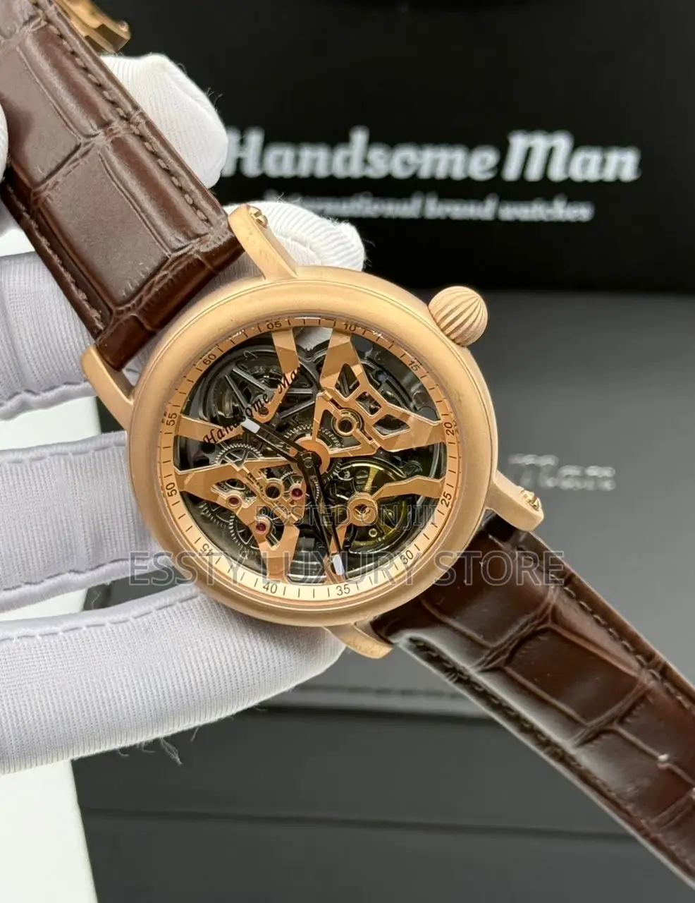 Handsome Man Quality Luxury Men Genuine Leather Wristwatch