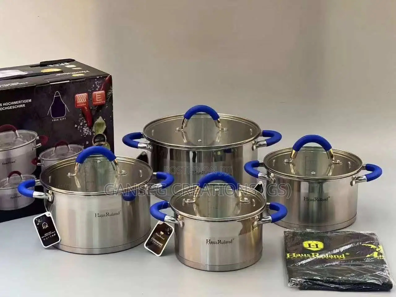 Original Haus Roland 4-Pot Cookware Set With Glass Lids