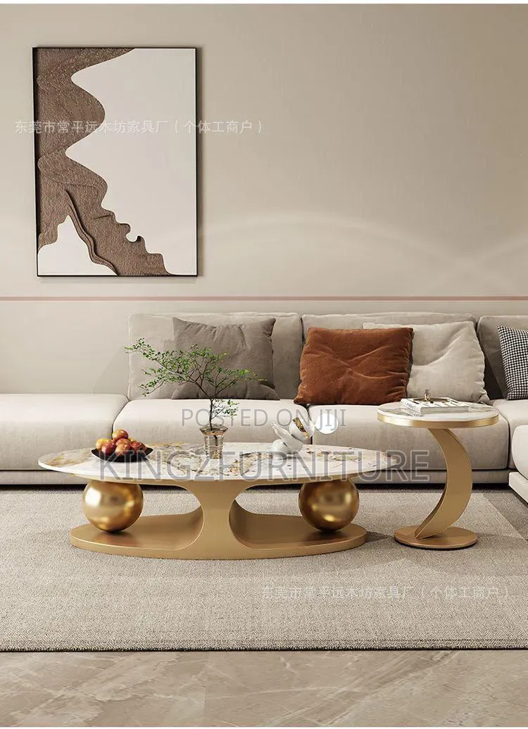Elegant Living Room Marble Top Coffee Table