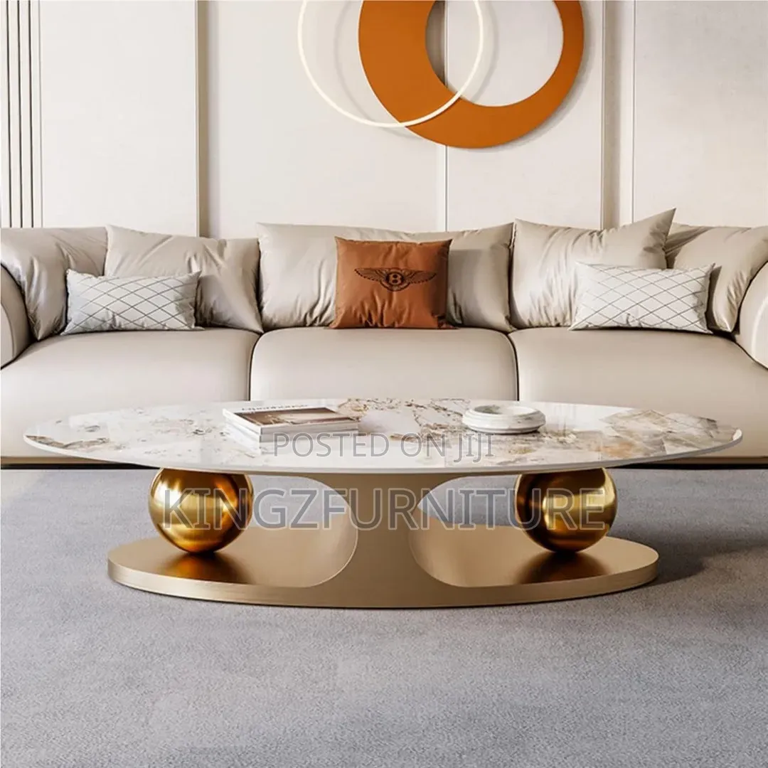Elegant Living Room Marble Top Coffee Table