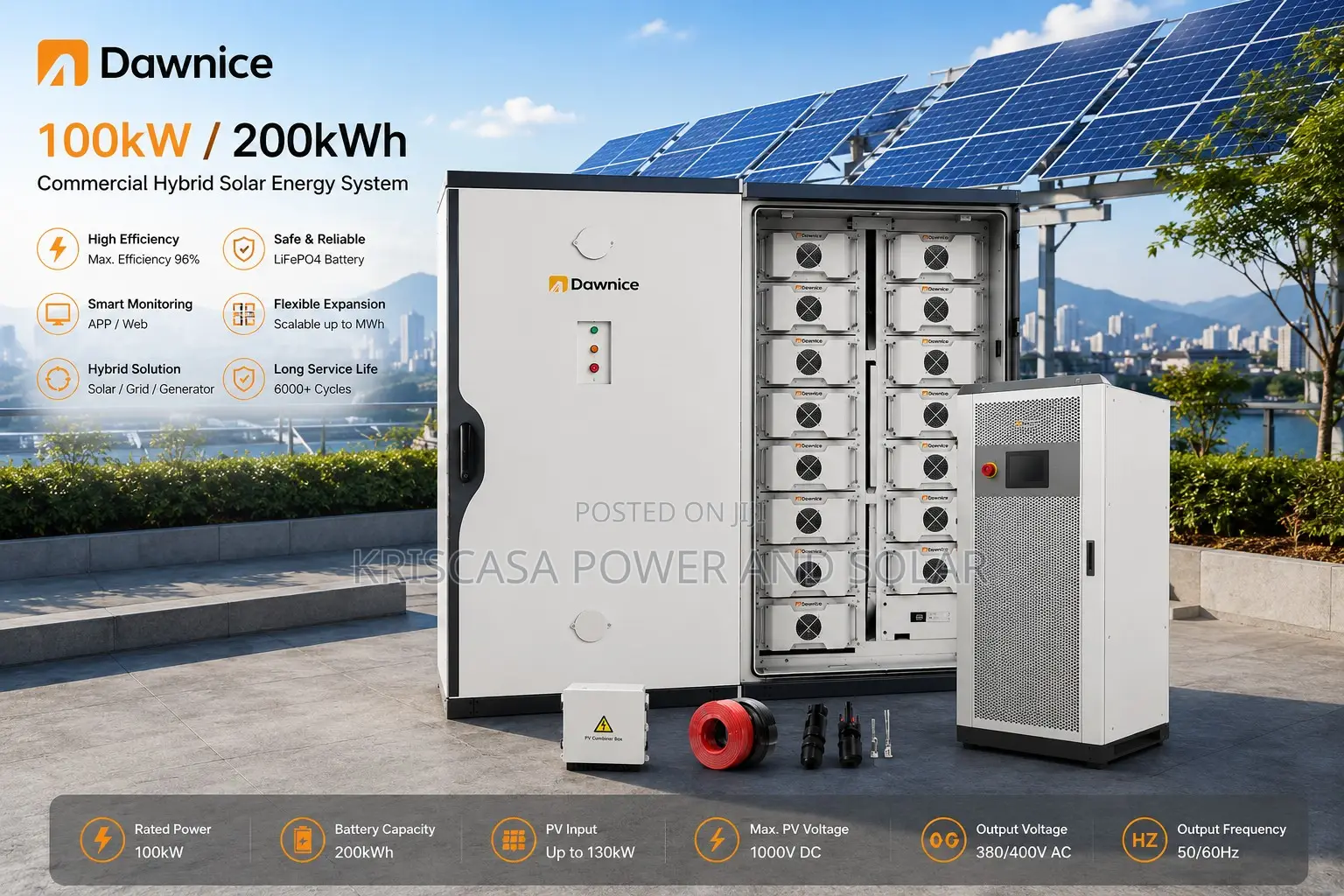 Dawnice 100kw / 200kwh Commercial Hybrid Solar Energy System