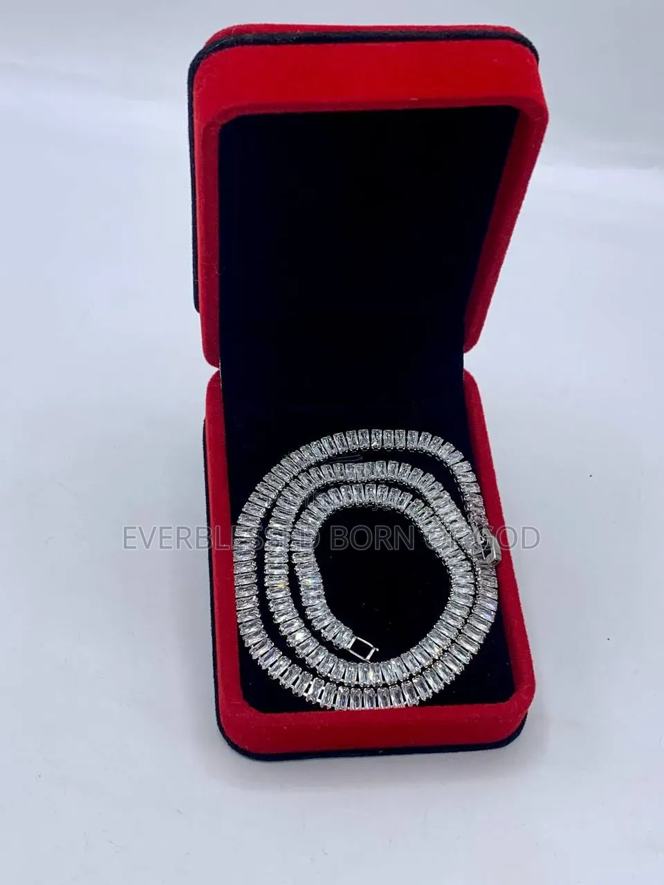 Cubic Zirconia Tennis Link Chain With Sword and Cross Pendant