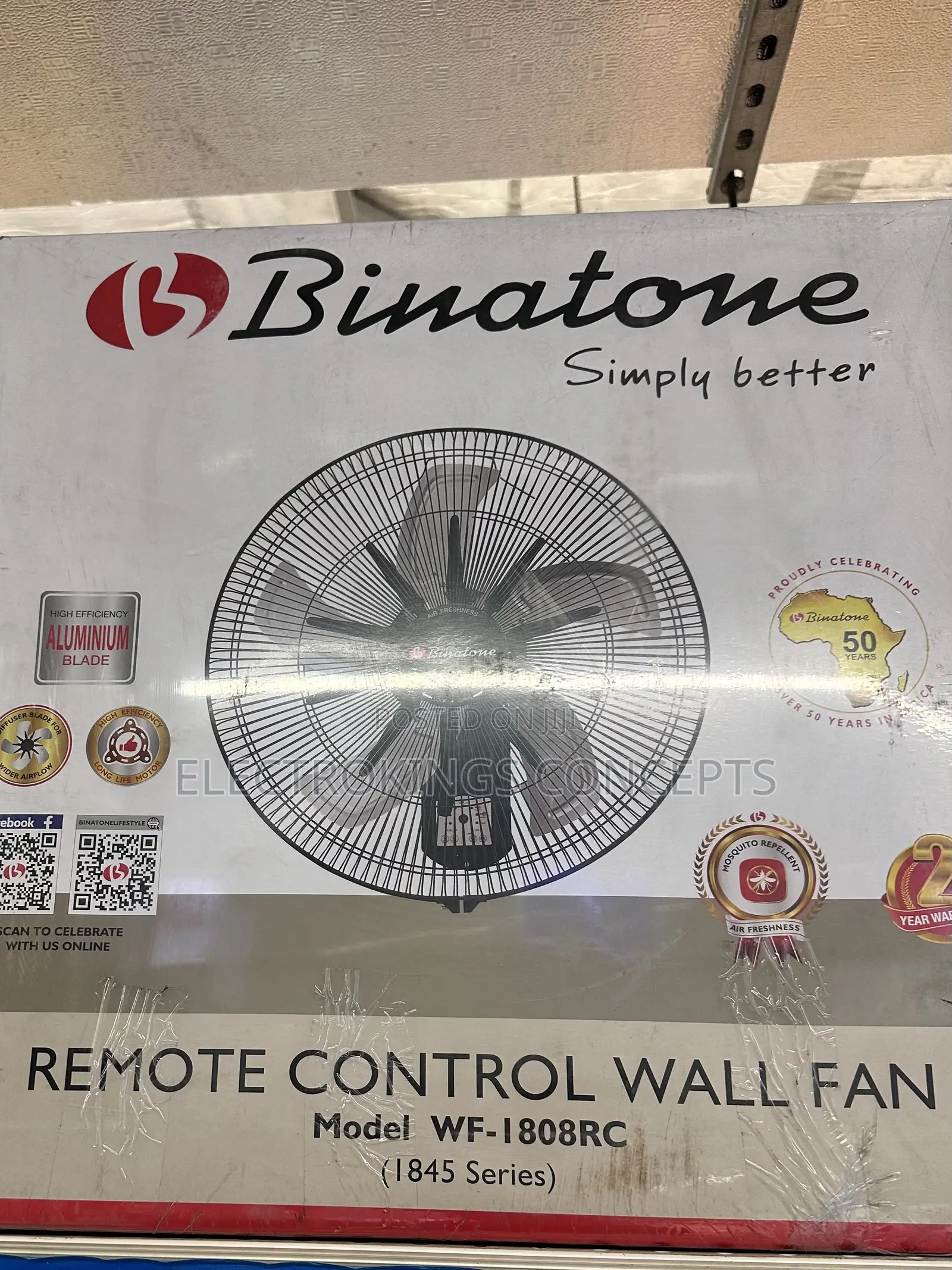 Binatone 18 Inches Wall Fan Wf-1808rc With Remote