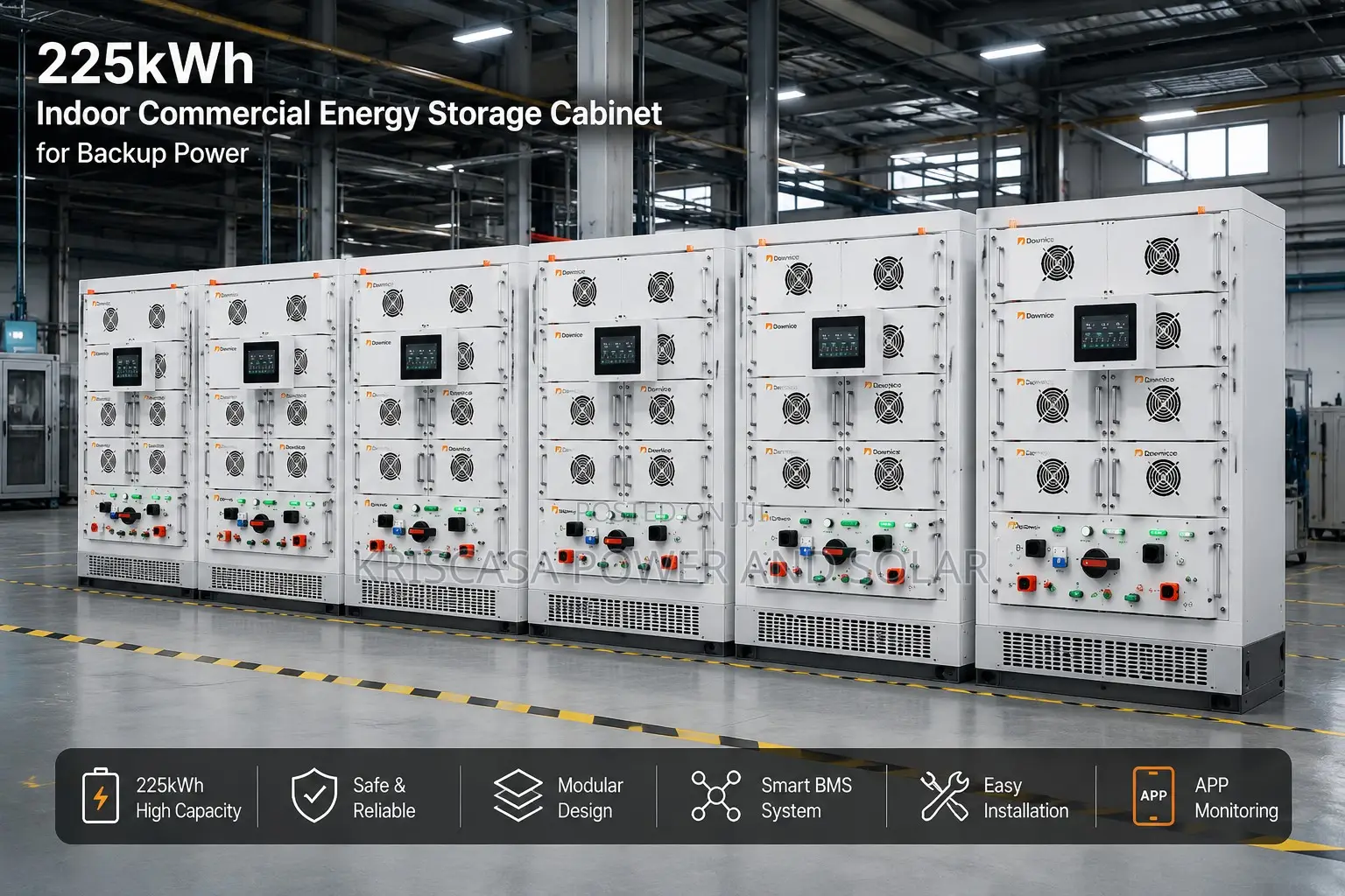 225kwh Indoor Commercial Energy Storage Cabinet for Backup Power