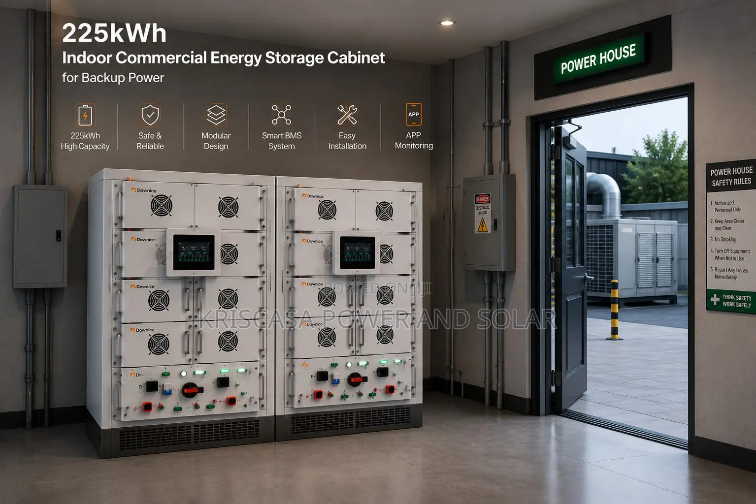 225kwh Indoor Commercial Energy Storage Cabinet for Backup Power
