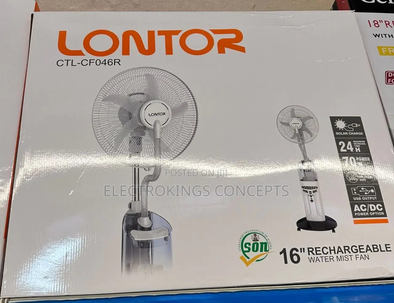 Lontor 16” Cordless Water Mist Standing Fan (Model CTL-Cf046r)