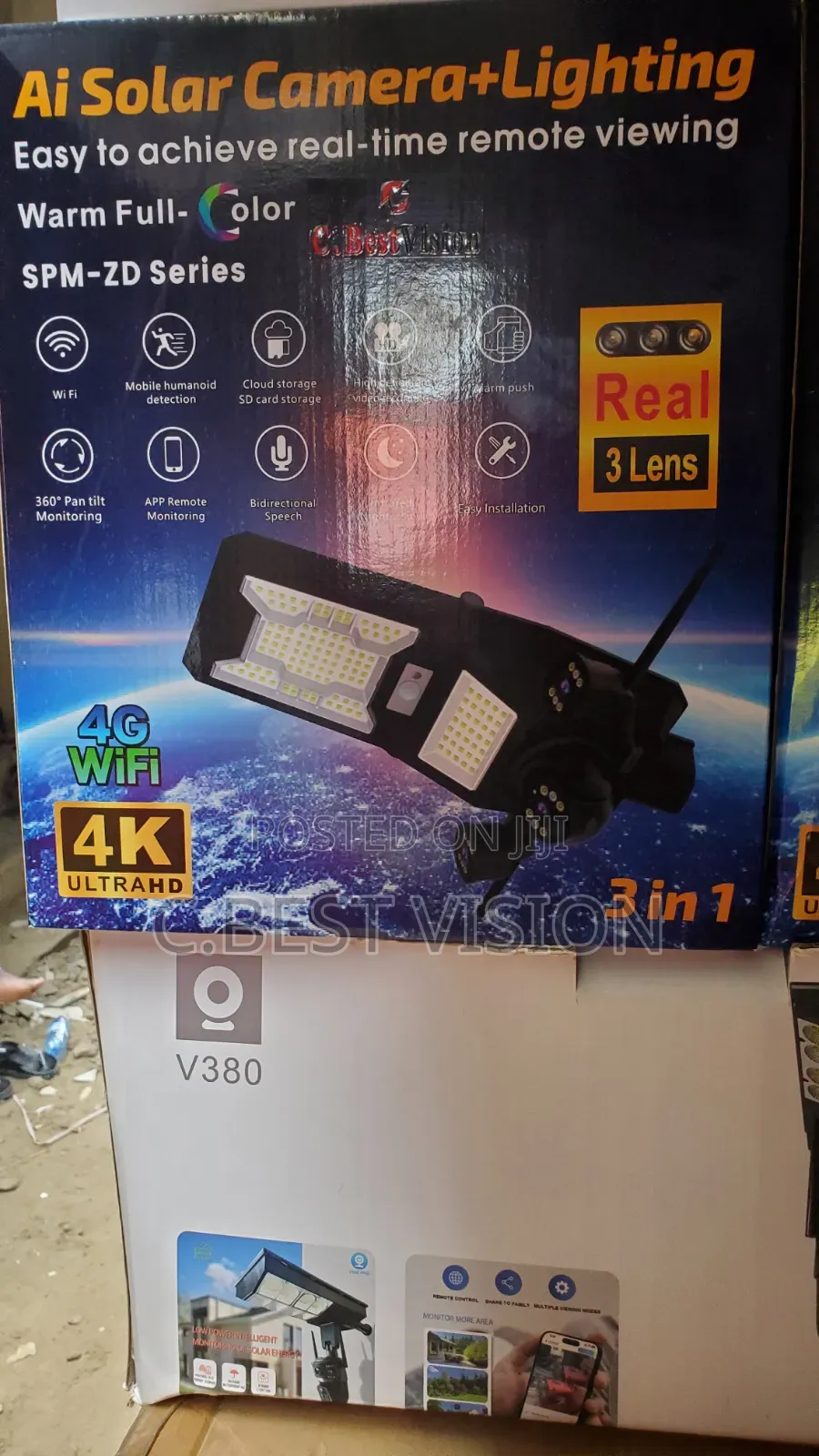 V380 Real 3lens Solar Streetlight Camera