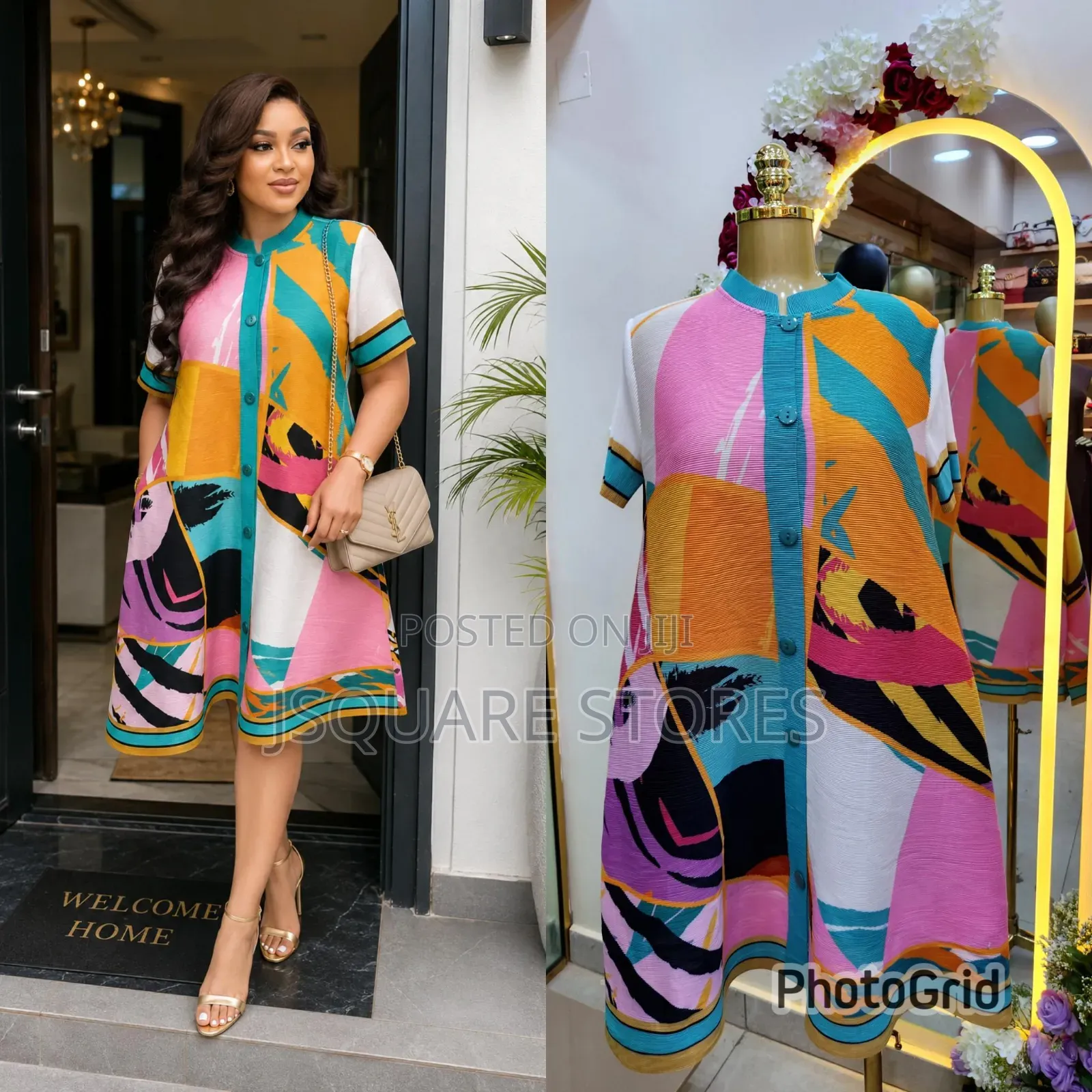 Short Colourful Miyake Dress, Available in Different Designs