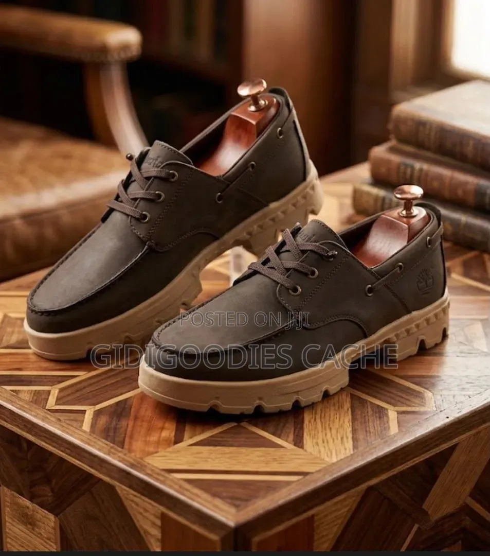 Timberland Navy Leather Moc-Toe Chunky Sole Shoes Size 40-46