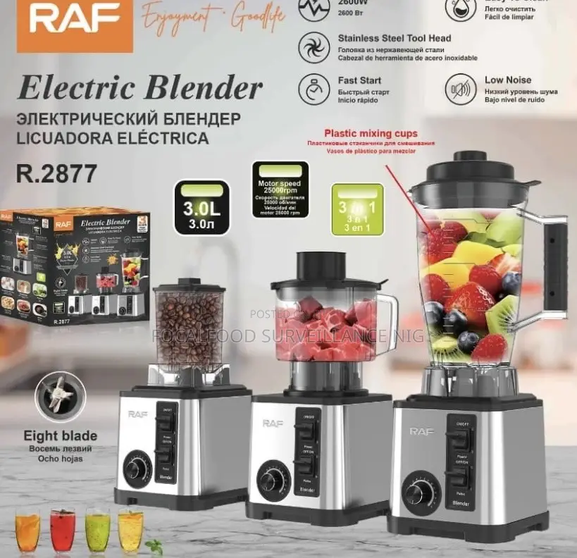 Raf 3 in 1 Electric 2600w Blender/Processor