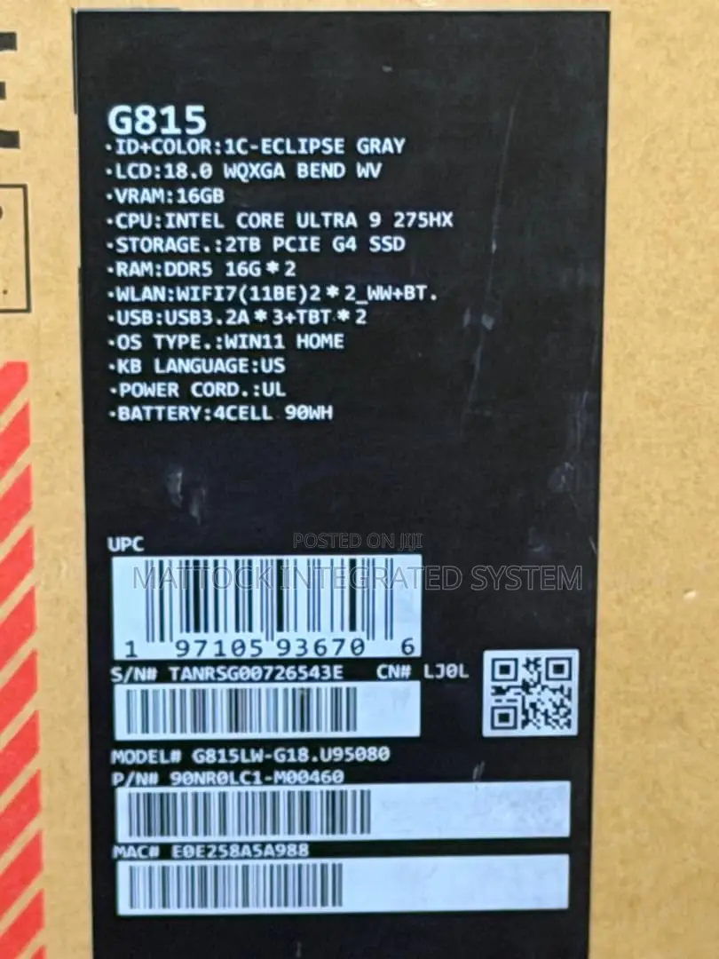 New Laptop Asus ROG Strix G18 64GB Intel Core Ultra 9 SSD 2T