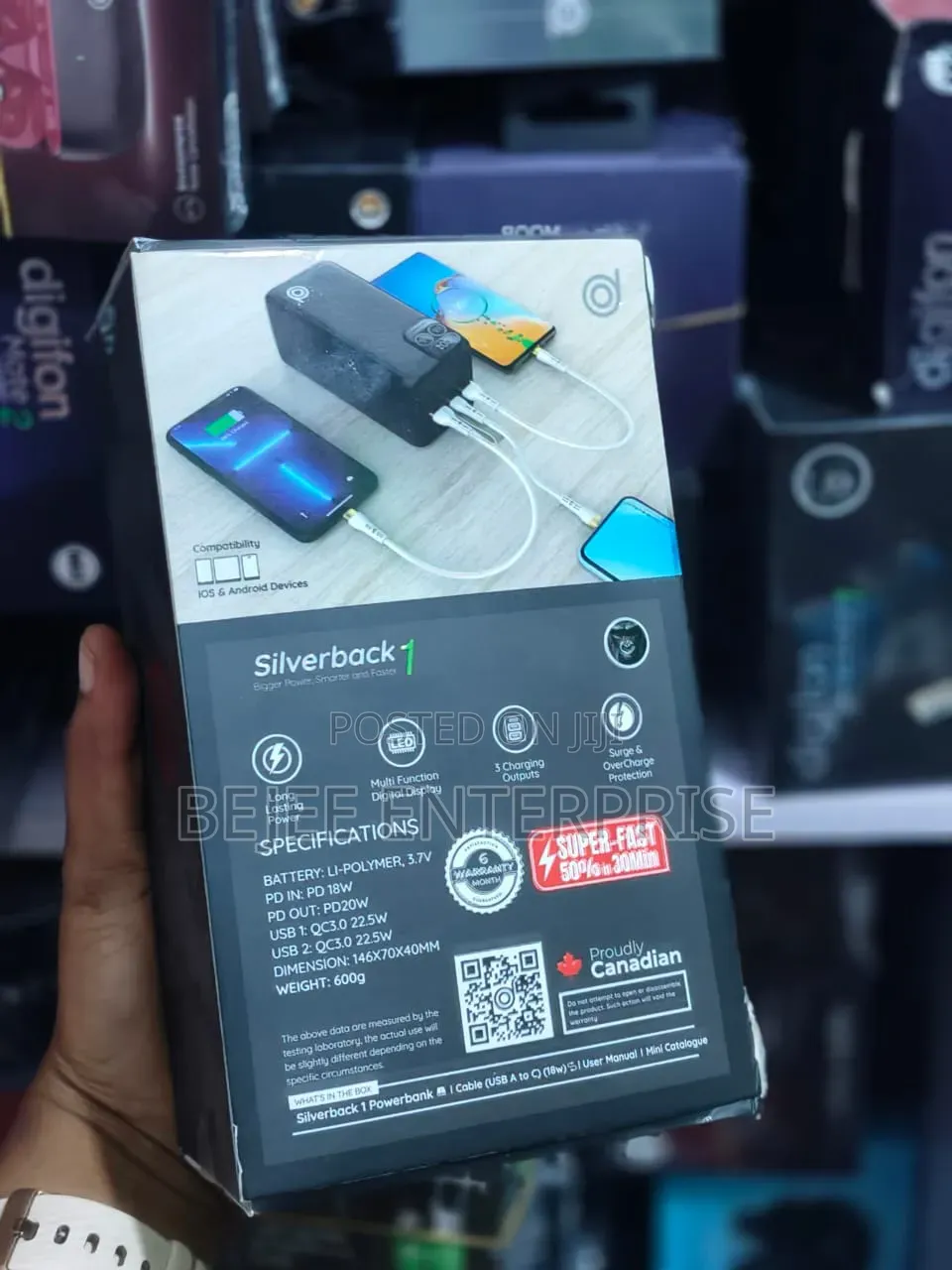 Sliver Black 50000mah Power Bank 22.5w