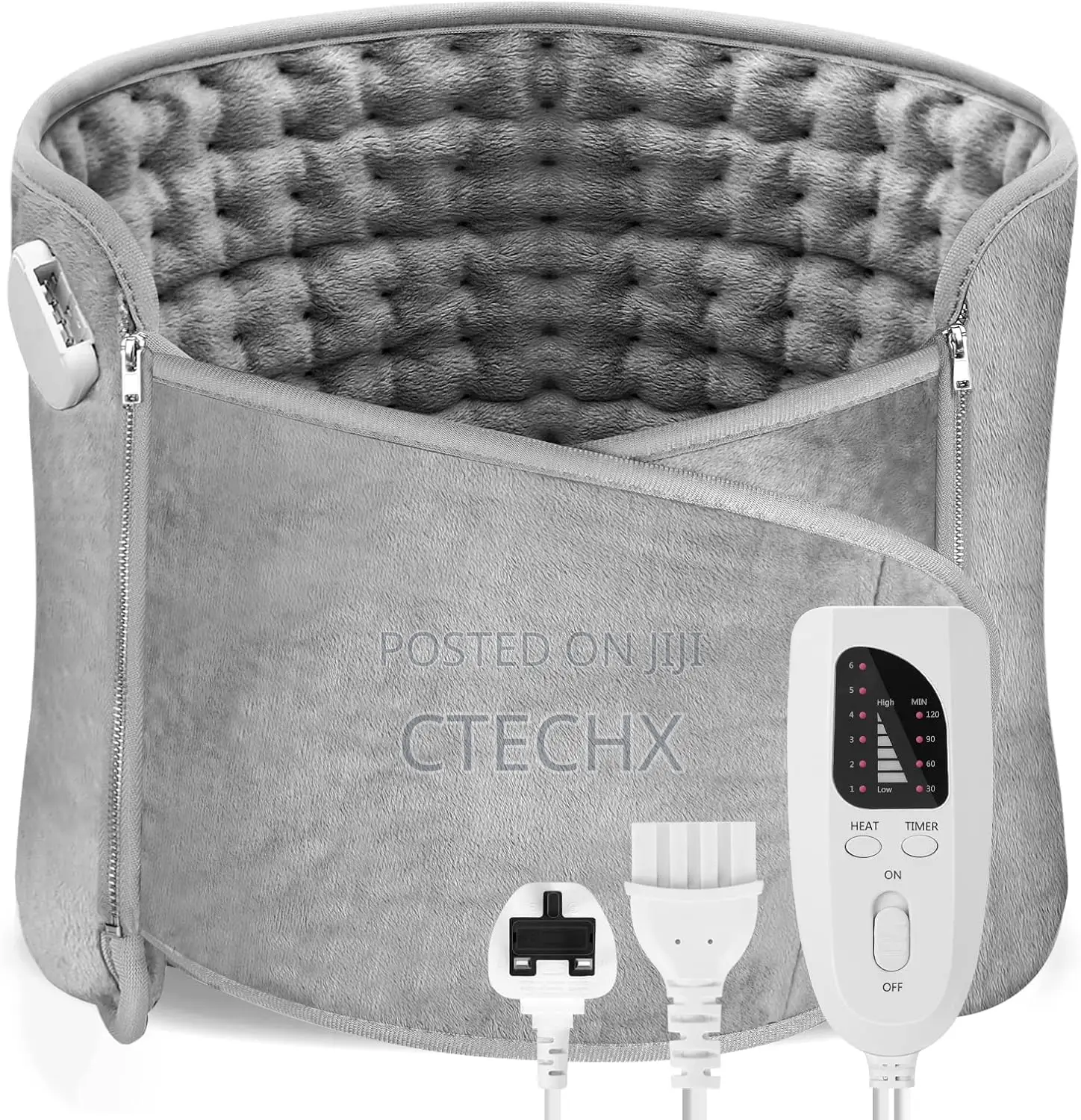 Detachable Heat Pad For Back Pain With Zipper Hook And Loop Fastener