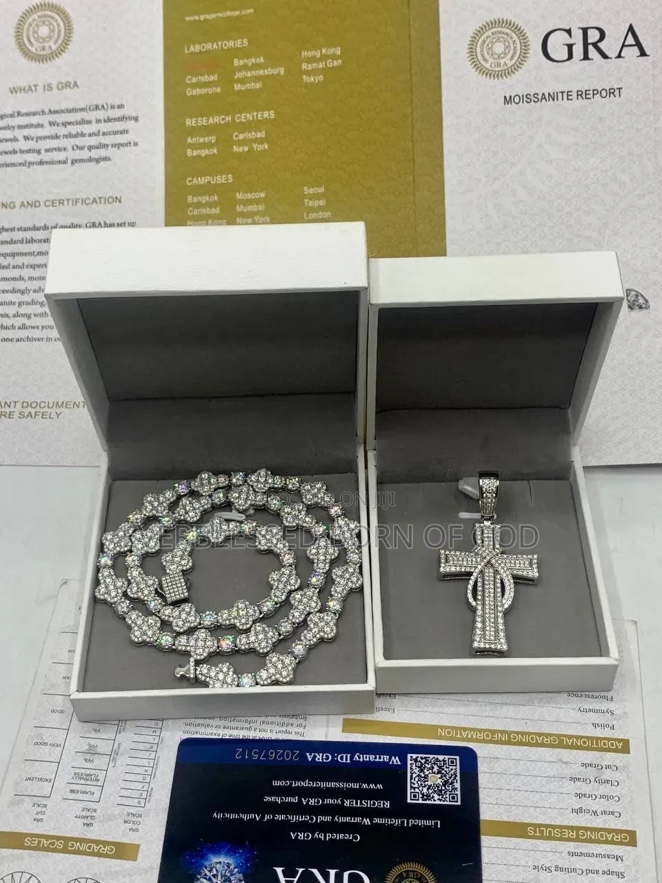VVS Moissanite Diamond Cross Link Unisex Neck Chain Cross Pendant