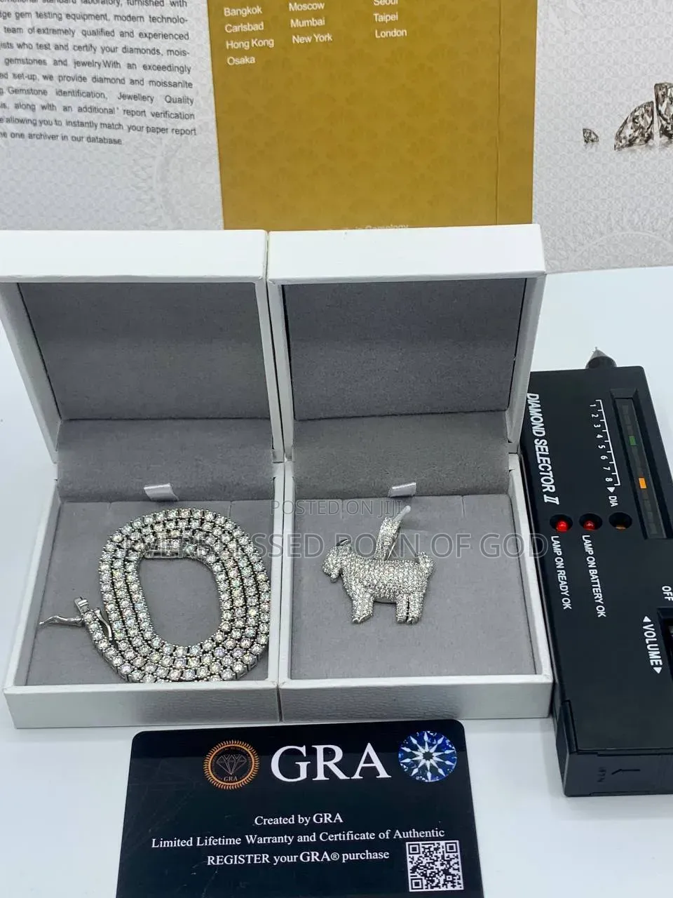 VVS Moissanite Diamond Goat Pendant With Tennis Neck Chain in Store