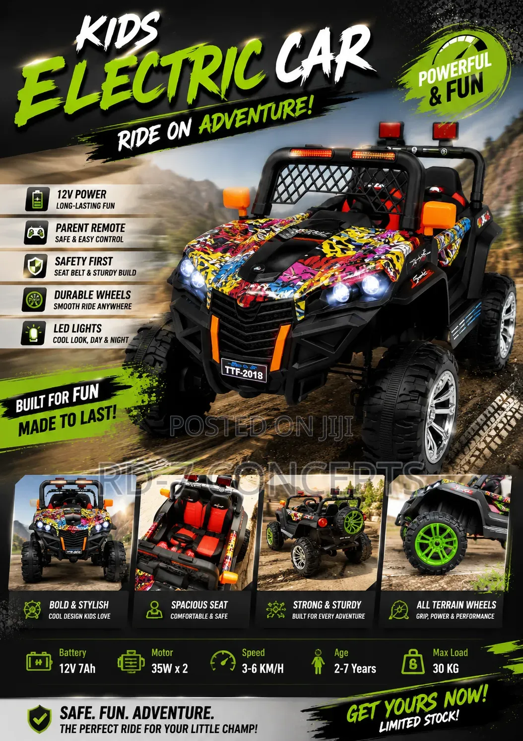 Comic Mural Off Road Kids Electric Car