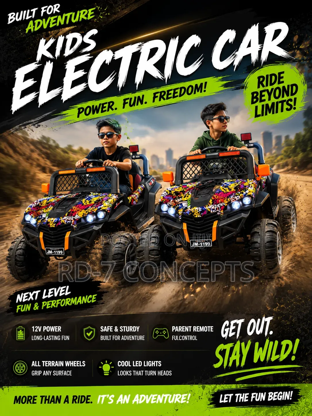 Comic Mural Off Road Kids Electric Car