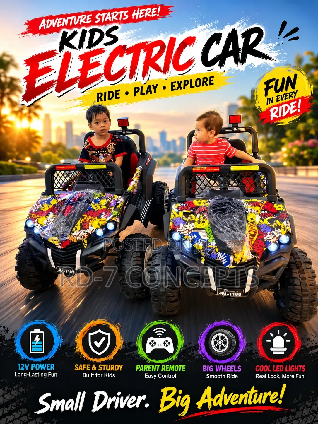 Comic Mural Off Road Kids Electric Car
