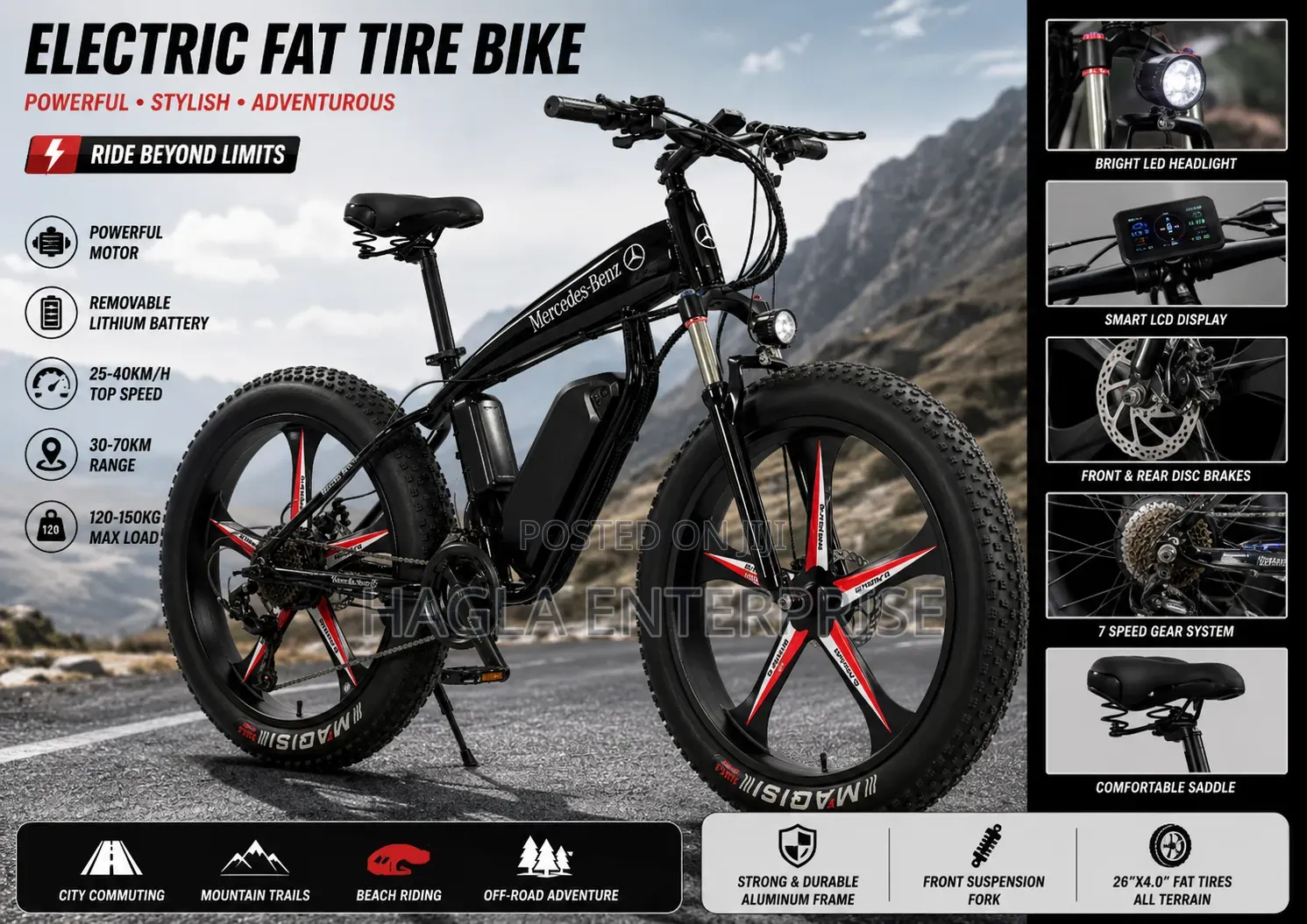 Mercedes-Benz Style Electric Fat-Tire Bicycle