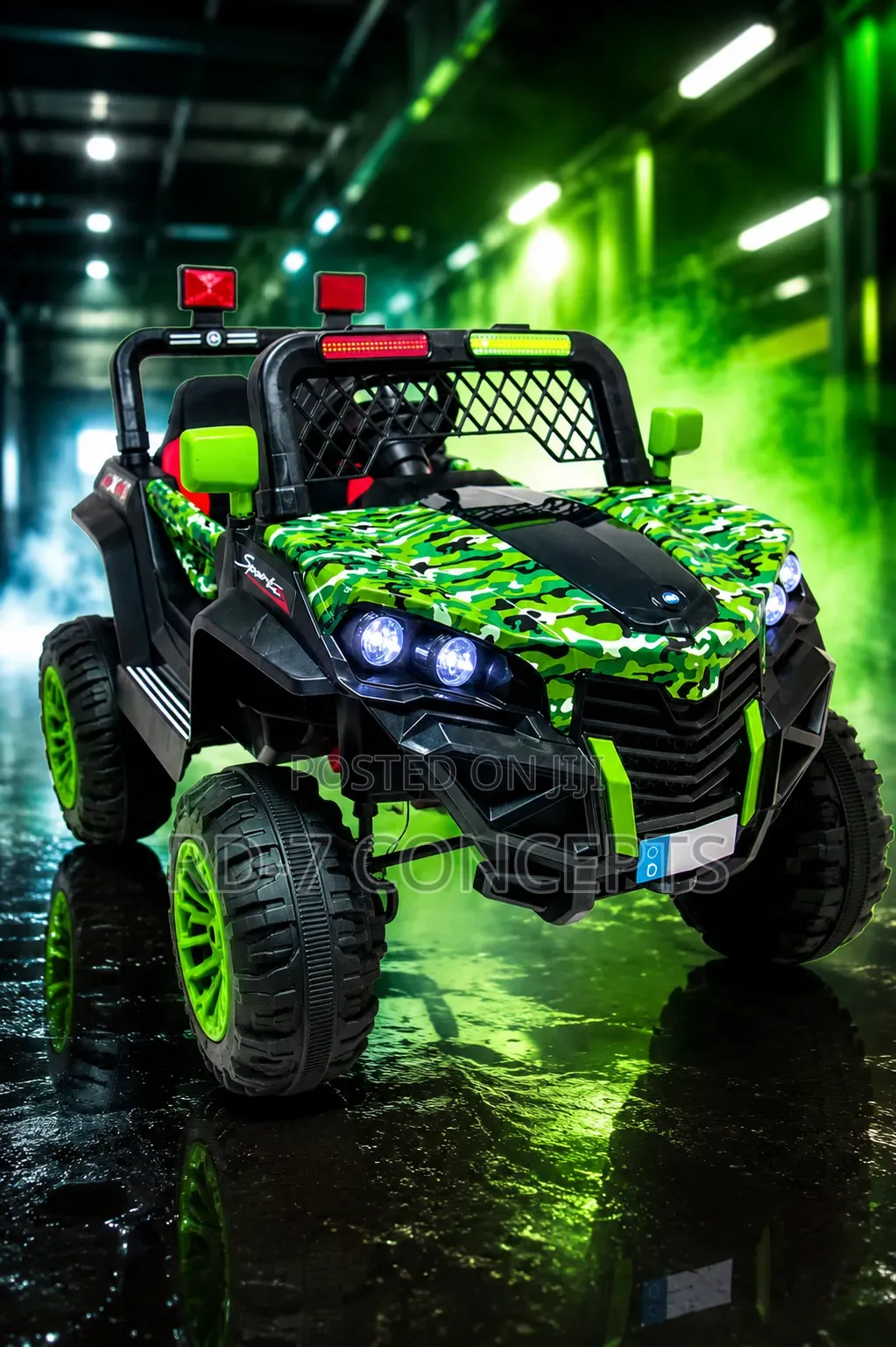 Off Road Kids Electric Car - Green Pattern