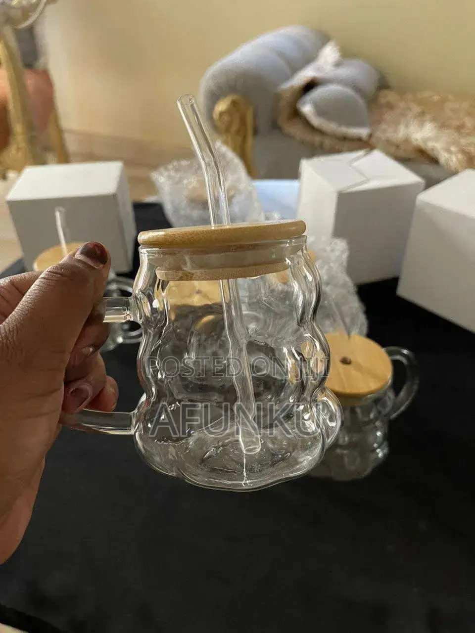 Glass Mug With Straw 350ml