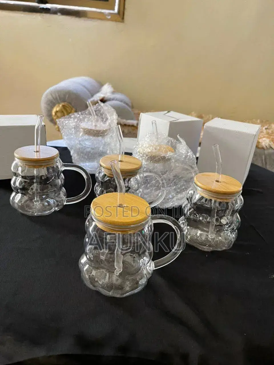 Glass Mug With Straw 350ml