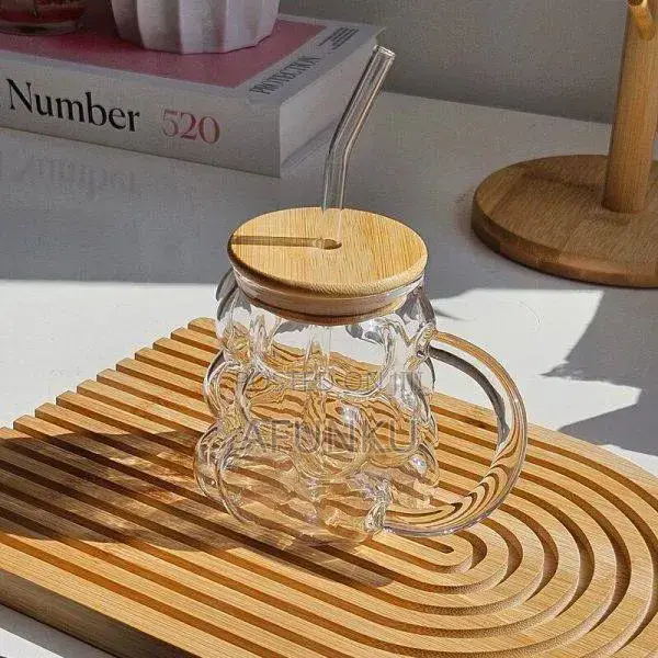 Glass Mug With Straw 350ml