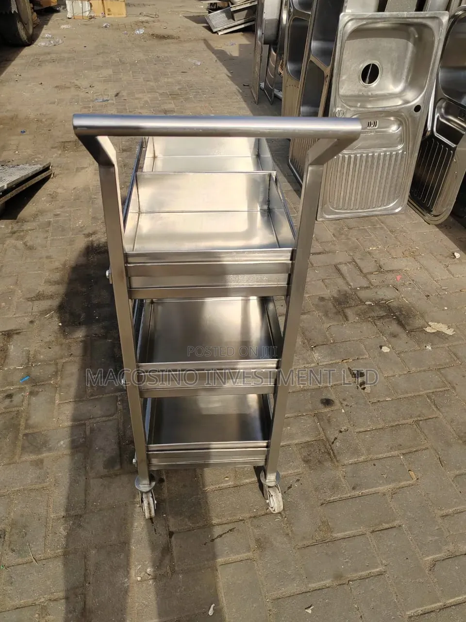 3-Tier Stainless Steel Industrial Serving Trolley