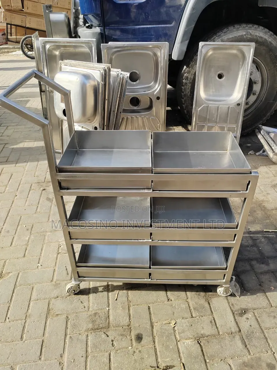 3-Tier Stainless Steel Industrial Serving Trolley