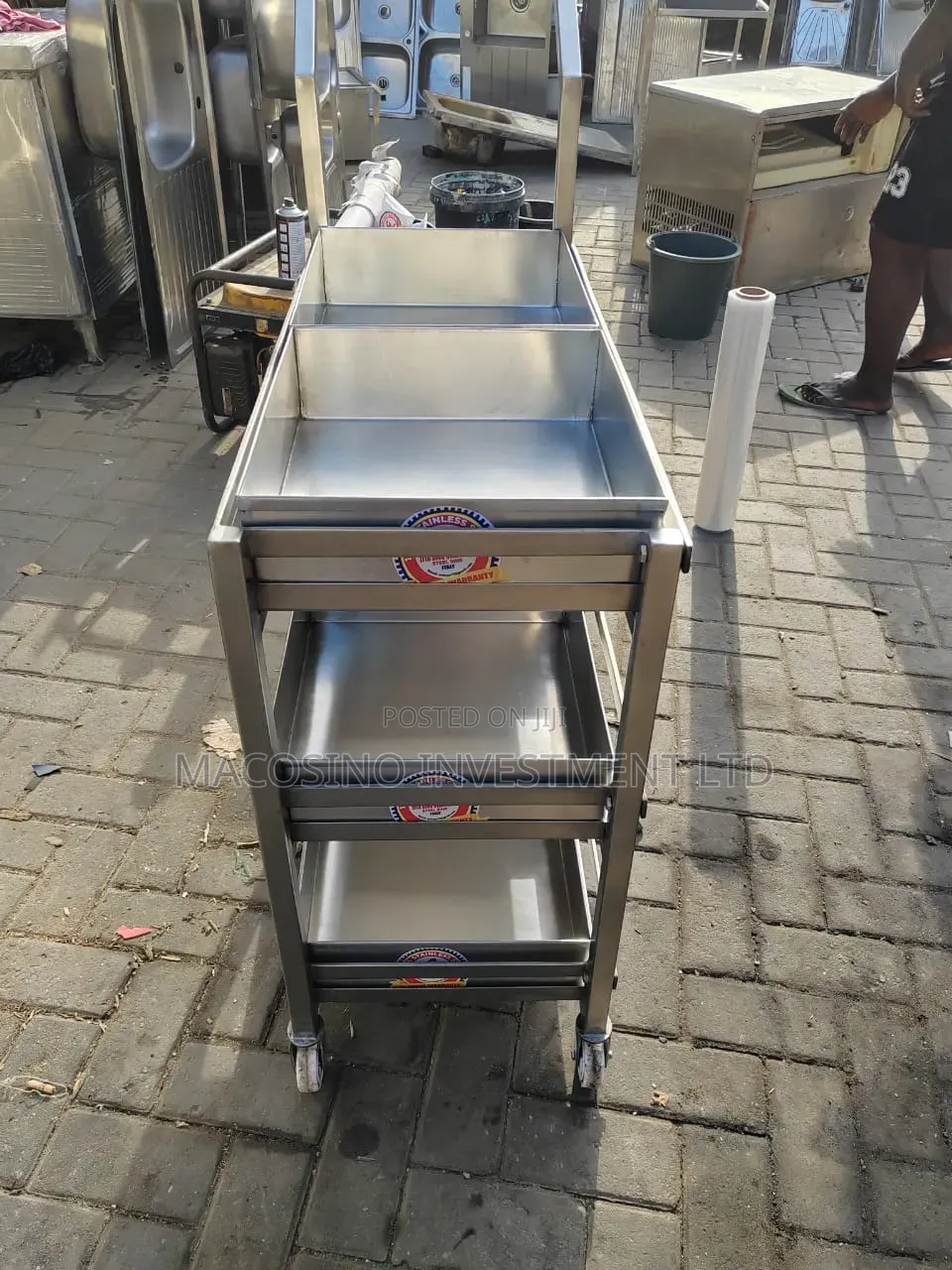 3-Tier Stainless Steel Industrial Serving Trolley