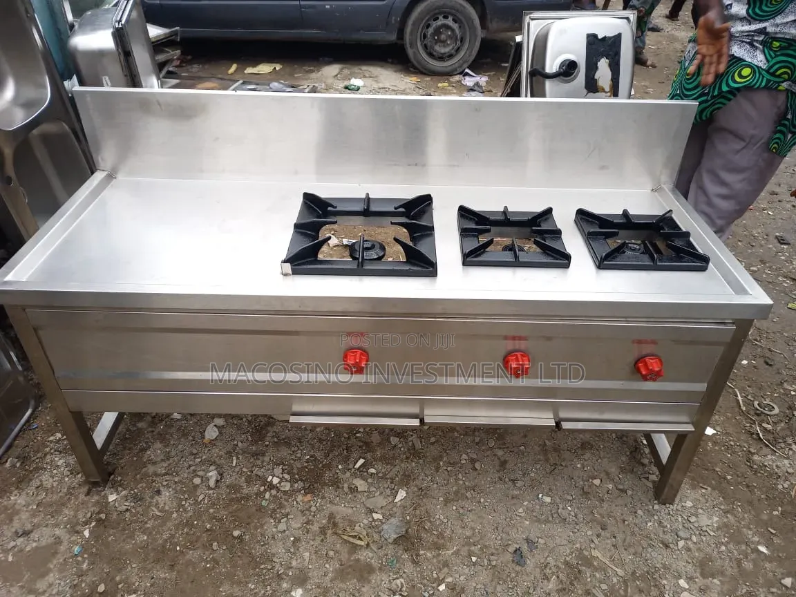 Commercial-Grade Stainless Steel 3-Burner Gas Range