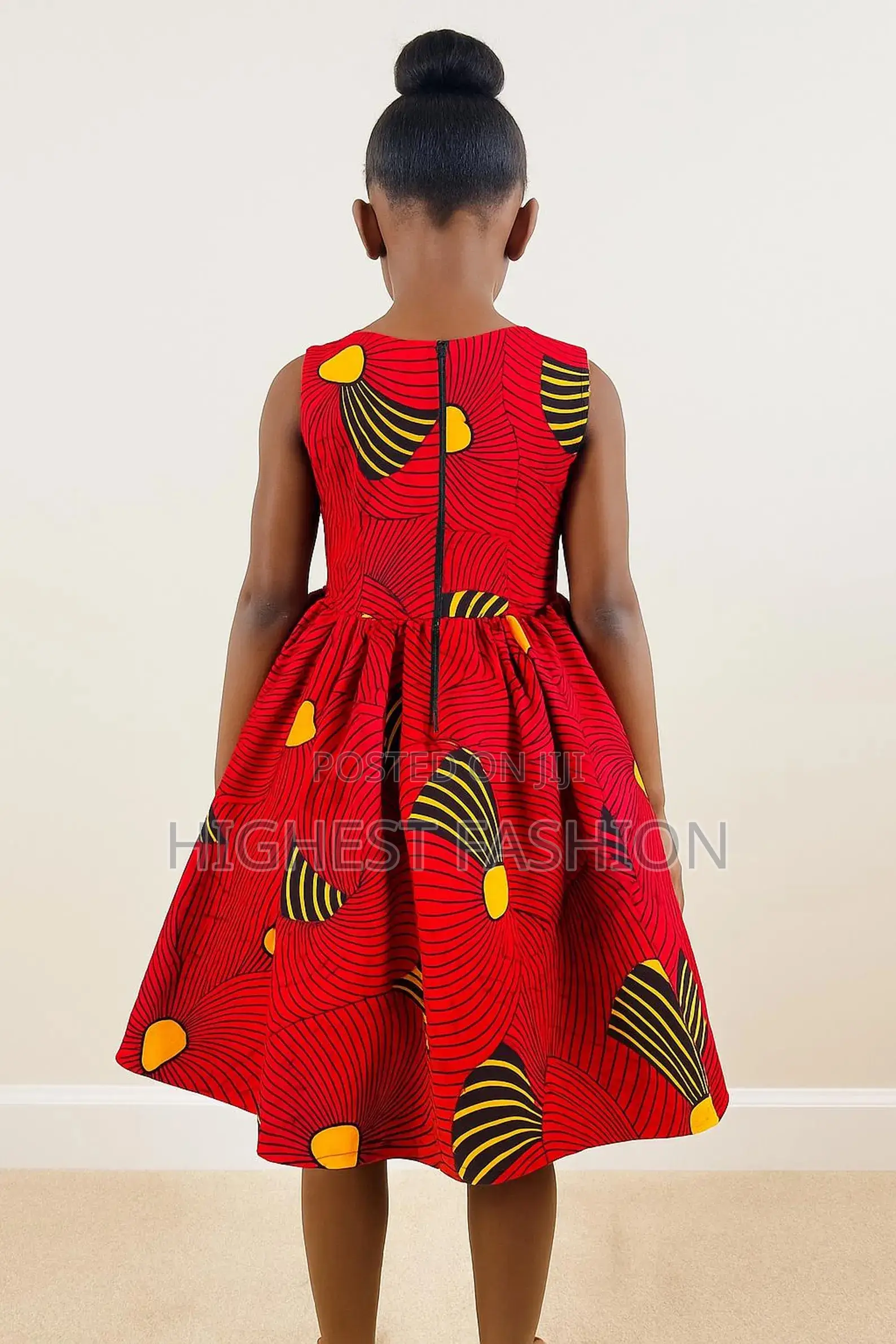 Red Yellow African Print Short Gown