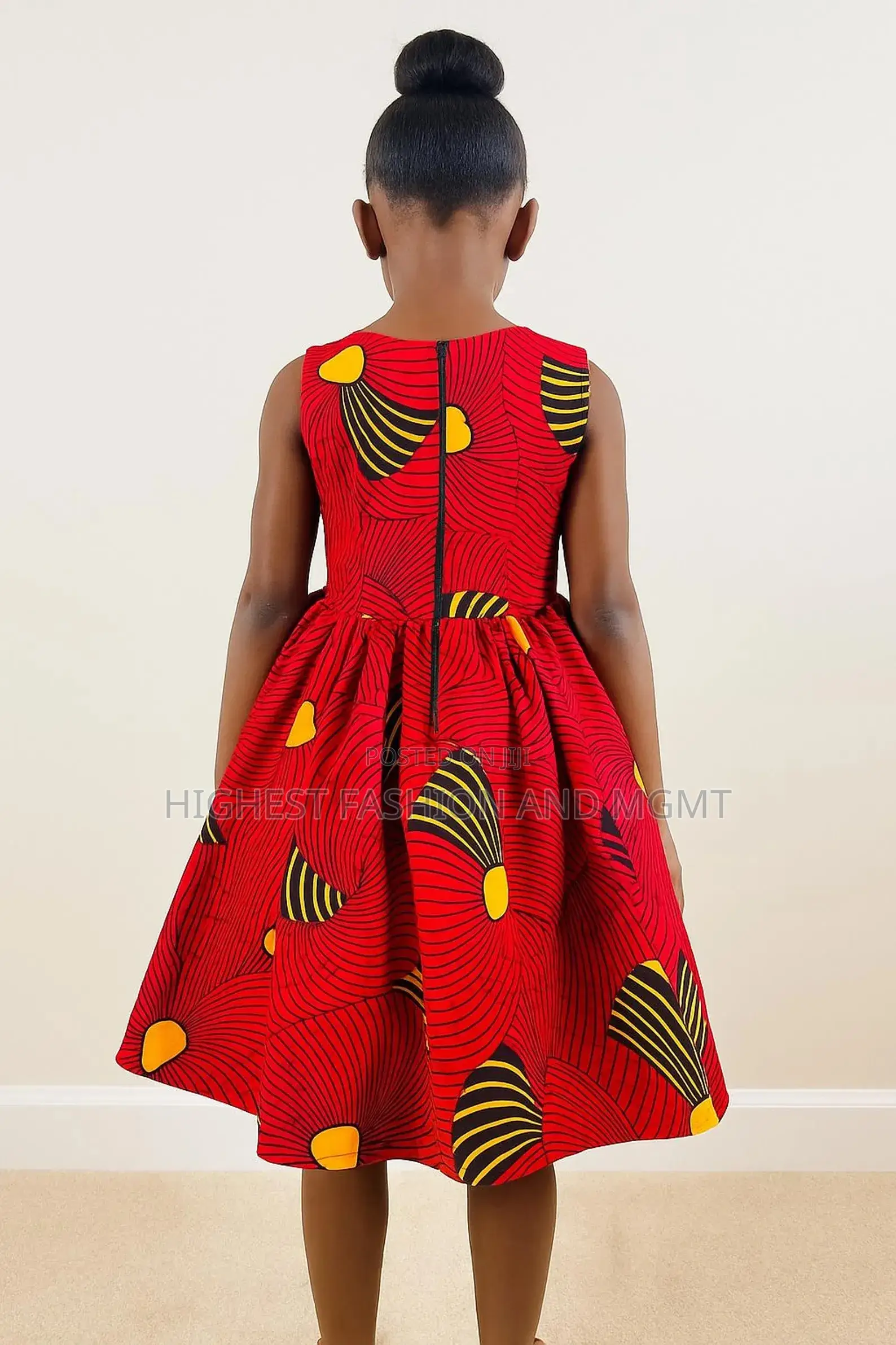 Red Yellow African Print Short Gown